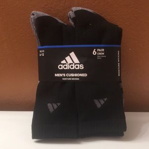 NWT Mens Adidas 6 pair crew socks. Sz. 6-12